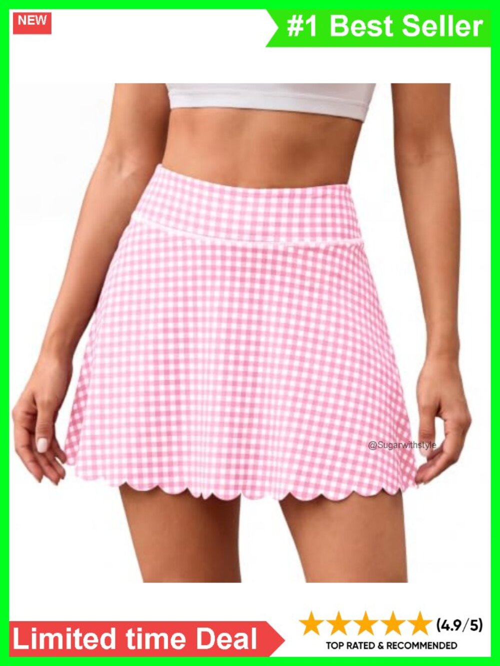 Plaid Tennis Skort High Waist Athletic Skirt Built-in Shorts Pockets